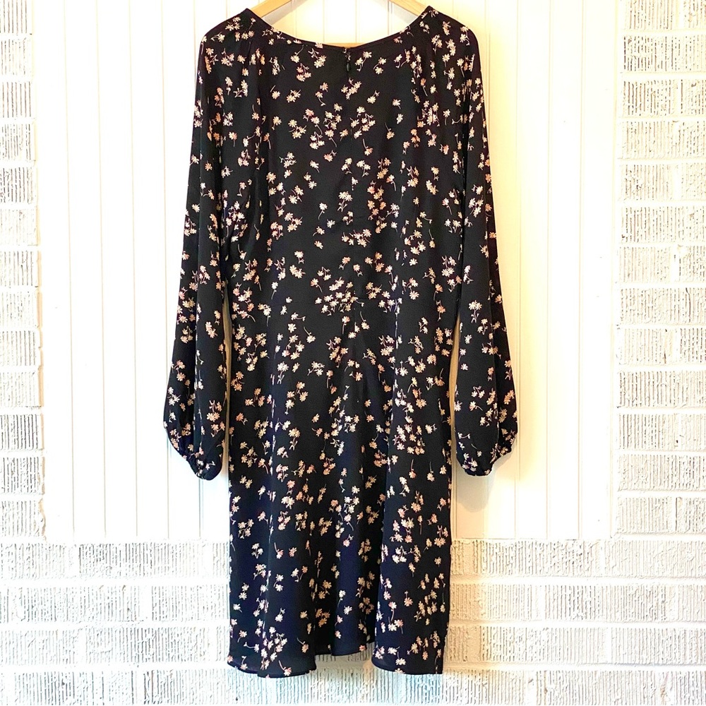 NWT Ann Taylor Black Floral Long Sleeve Boho Dress, Size 14T - Picture 4 of 9